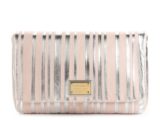 Dolce & Gabbana Leather Metallic Stripe Clutch