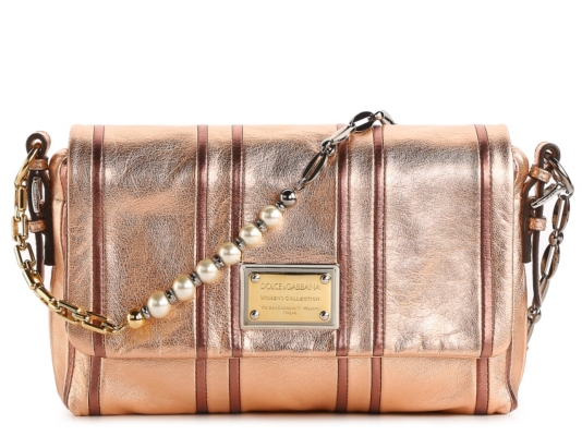 Dolce & Gabbana Metallic Leather Beaded Chain Shoulder bag
