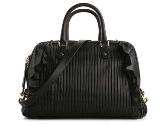 Dolce & Gabbana Leather Ribbed Ruffle Satchel