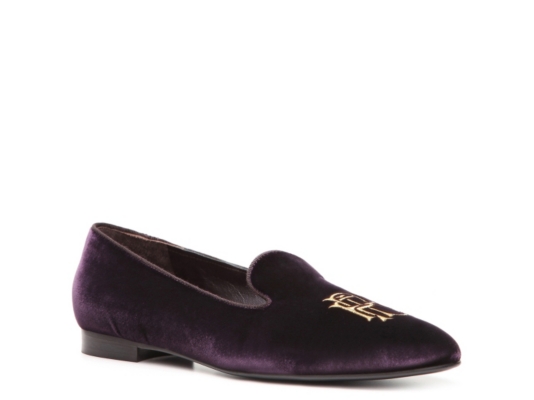 Ralph Lauren Collection Ulah Velvet Logo Flat