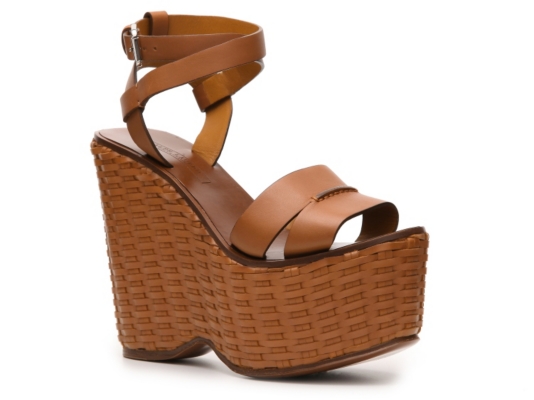 Ralph Lauren Collection Erala Leather Wedge Sandal