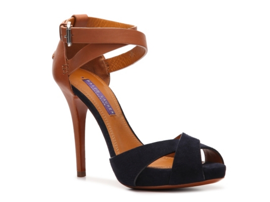 Ralph Lauren Collection Jessira Leather & Suede Peep Toe Sandal