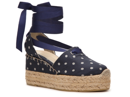 Ralph Lauren Collection Uma Printed Canvas Wedge Sandal
