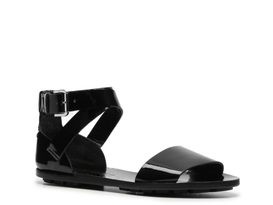 Ralph Lauren Collection Mabel Patent Leather Flat Sandal