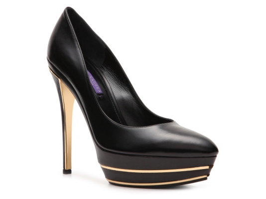 Ralph Lauren Collection Pamelia Leather Platform Pump