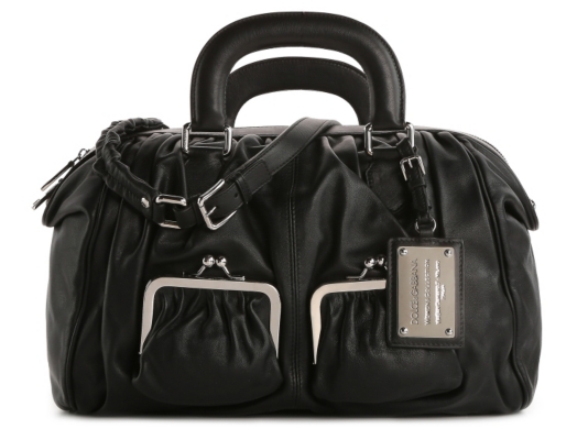 Dolce & Gabbana Leather Push Lock Pocket Satchel