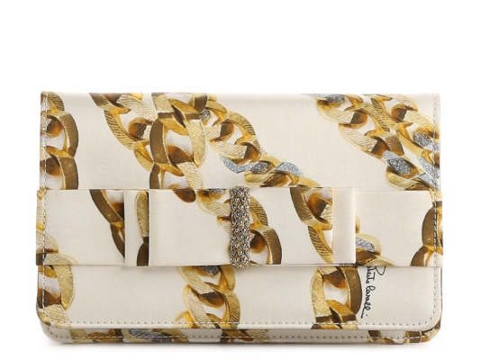 Roberto Cavalli Satin Bow Printed Clutch