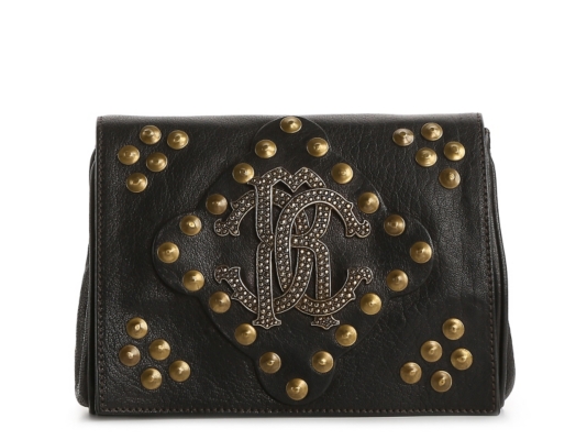 Roberto Cavalli Leather Branded Stud Clutch