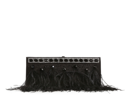 Valentino Satin Beaded Feather Clutch