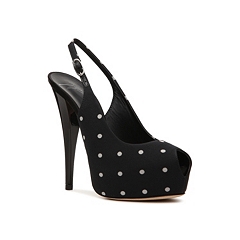 polka dot platform pumps