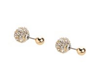 One Wink Diamond Ball Front and Back Stud Earrings
