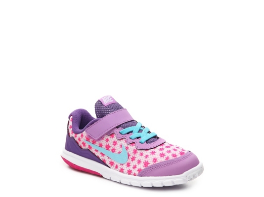 Nike Flex Experience 4 Print Girls Toddler & Youth Velcro Running Shoe