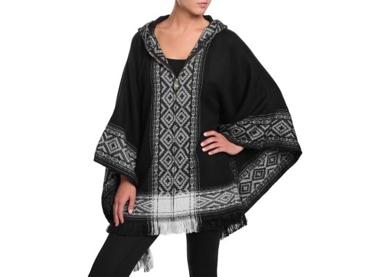 Steve Madden Aztec Hood Zip Poncho