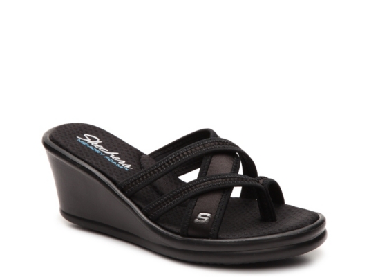 skechers cali women's rumblers hot shot wedge sandal
