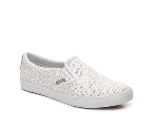 vans asher perforated white