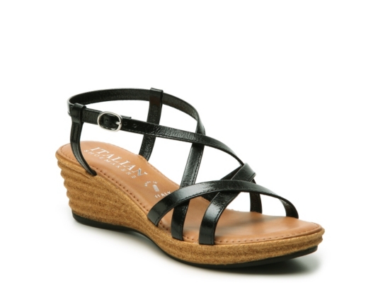 Italian Shoemakers Strappy Glossy Wedge Sandal
