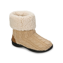 dearfoams cable knit bootie slippers