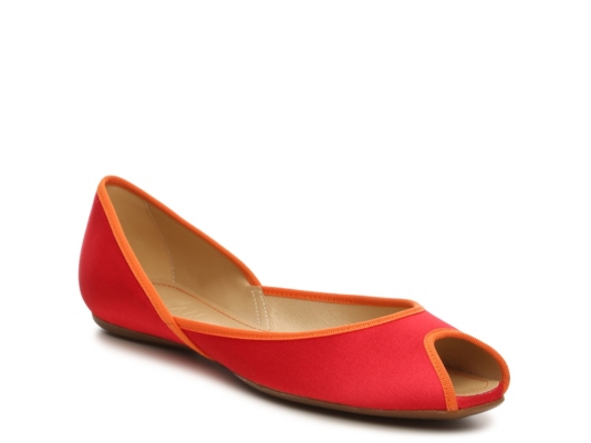 satin peep toe flats