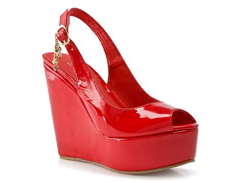 Lips Too Too Lipstick Red Wedge Sandal | DSW