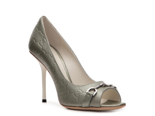 Gucci Women's Signature Horsebit Peep Toe Pump 