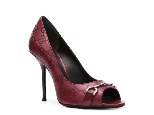 Gucci Women's Signature Horsebit Peep Toe Pump