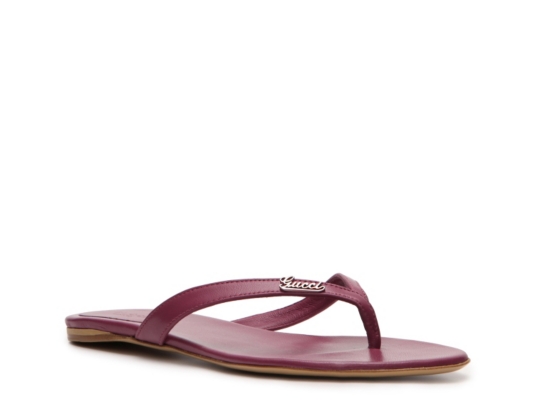 Gucci Leather Script Flip Flop