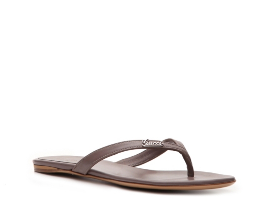 Gucci Leather Script Flip Flop