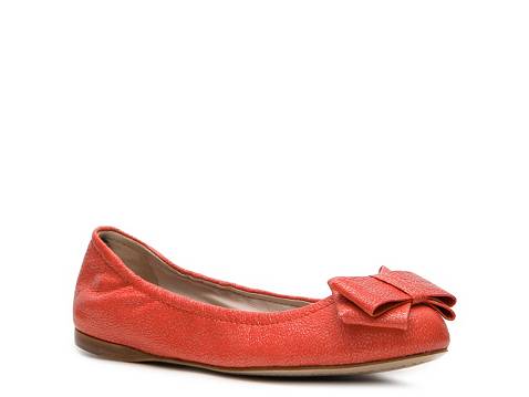 Miu Miu Pebbled Leather Bow Flat | DSW