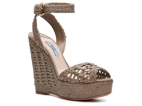 Prada Woven Leather Wedge Sandal | DSW