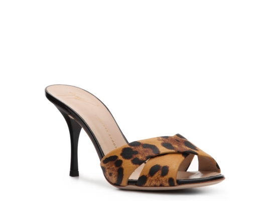 Giuseppe Zanotti Leopard Leather Peep Toe Sandal