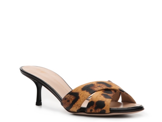 Giuseppe Zanotti Leopard Leather Peep Toe Sandal