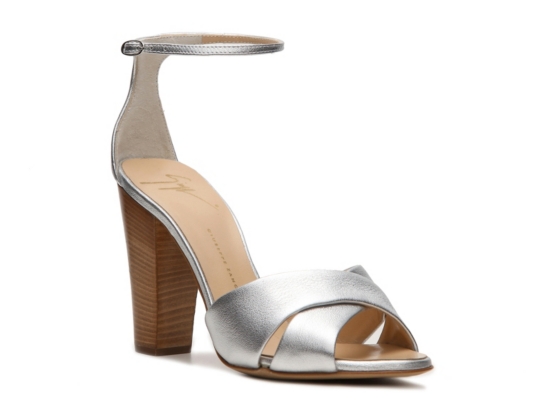 Giuseppe Zanotti Metallic Leather Peep Toe Sandal