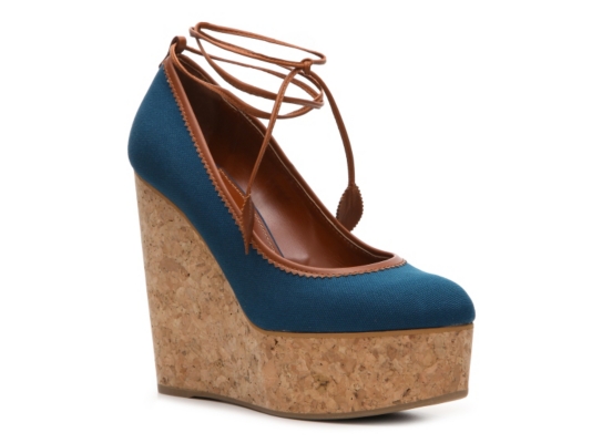 Sergio Rossi Canvas Wedge Pump