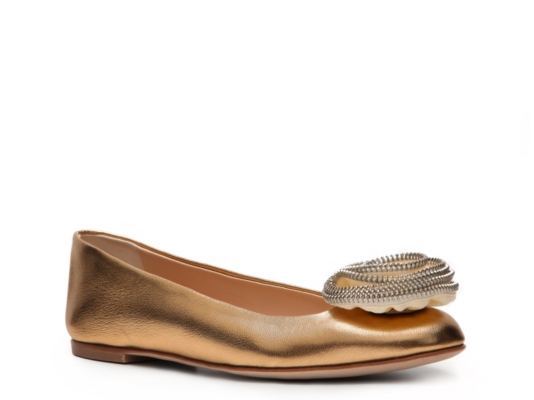 Giuseppe Zanotti Metallic Leather Flower Flat