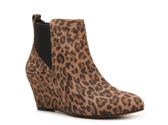 BCBG Paris Rita Leopard Wedge Bootie
