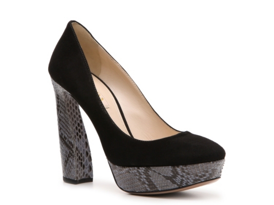 Prada Suede & Reptile Platform Pump