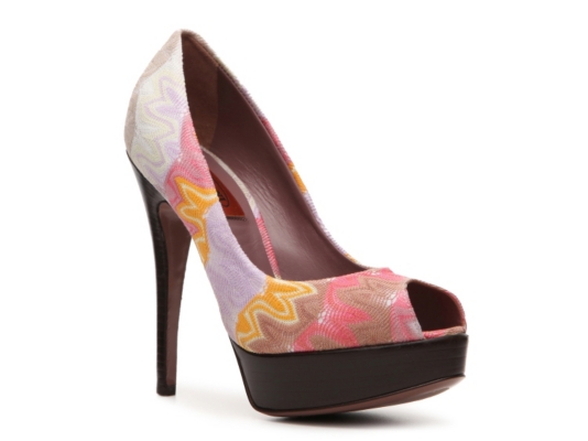 Missoni Printed Fabric Peep Toe Pump