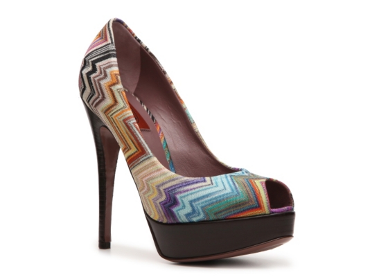 Missoni Printed Fabric Peep Toe Pump
