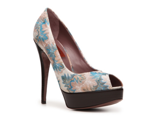 Missoni Printed Fabric Peep Toe Pump
