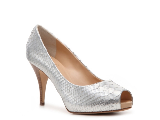 Giuseppe Zanotti Metallic Reptile Leather Peep Toe Pump