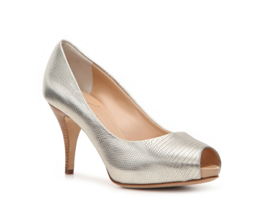 Giuseppe Zanotti Metallic Reptile Leather Peep Toe Pump
