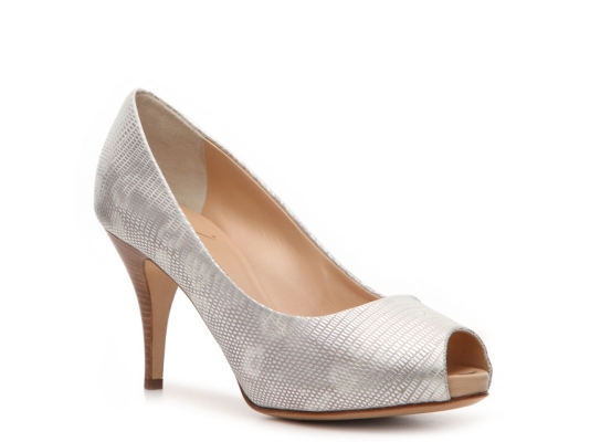 Giuseppe Zanotti Metallic Printed Reptile Leather Peep Toe Pump