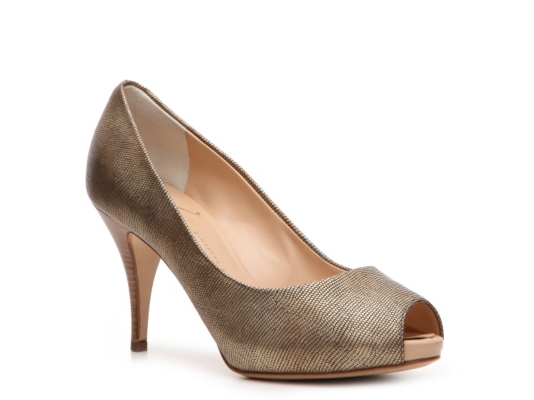 Giuseppe Zanotti Metallic Reptile Leather Peep Toe Pump