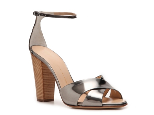 Giuseppe Zanotti Metallic Leather Peep Toe Sandal