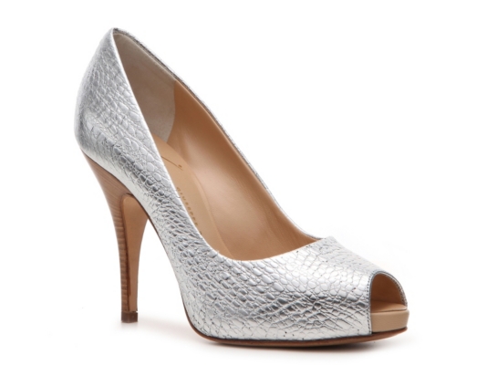 Giuseppe Zanotti Metallic Reptile Leather Peep Toe Pump