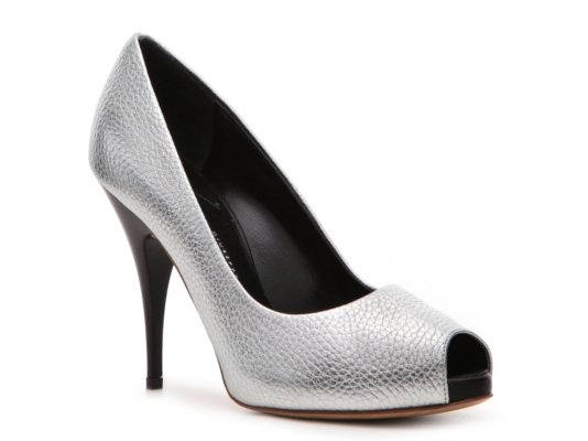 Giuseppe Zanotti Metallic Reptile Leather Peep Toe Pump