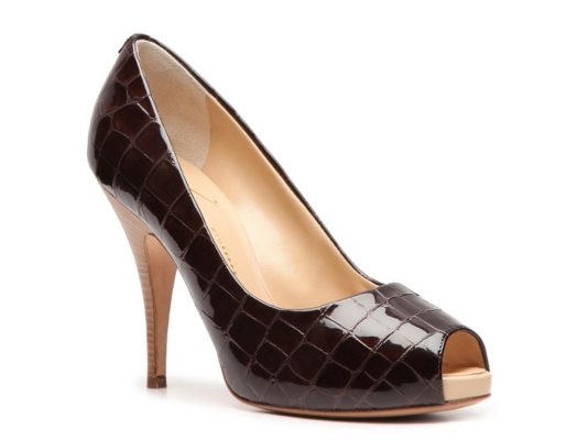 Giuseppe Zanotti Patent Crocodile Leather Peep Toe Pump