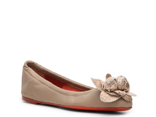 Santoni Leather Flower Flat