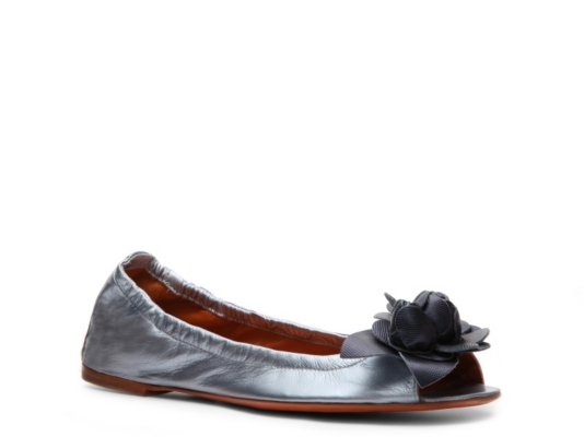 Santoni Metallic Leather Flower Flat