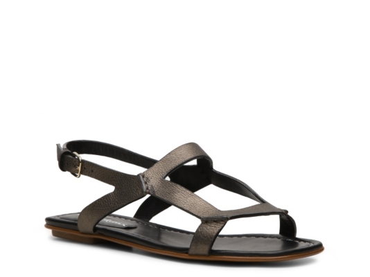 Santoni Metallic Leather Flat Sandal